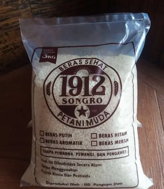 Kemasan platik 3 kg Beras Sehat 1912 Songro